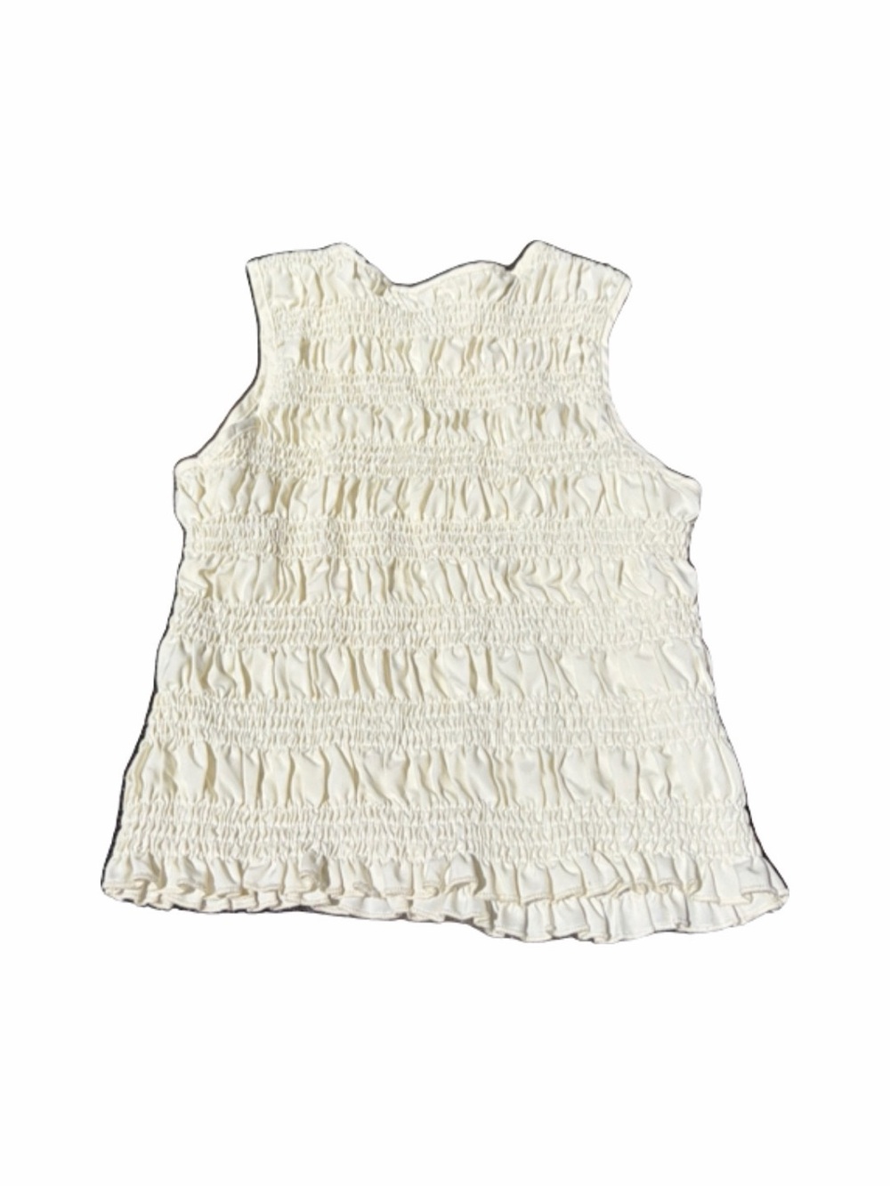 SHEIN Ivory Smocked Ruffle Tank Top